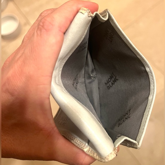 MONTBLANC VINTAGE leather ice white flap card holder RARE - Picture 7 of 12